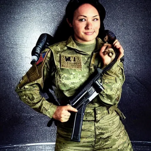 Prompt: military woman from Aliens