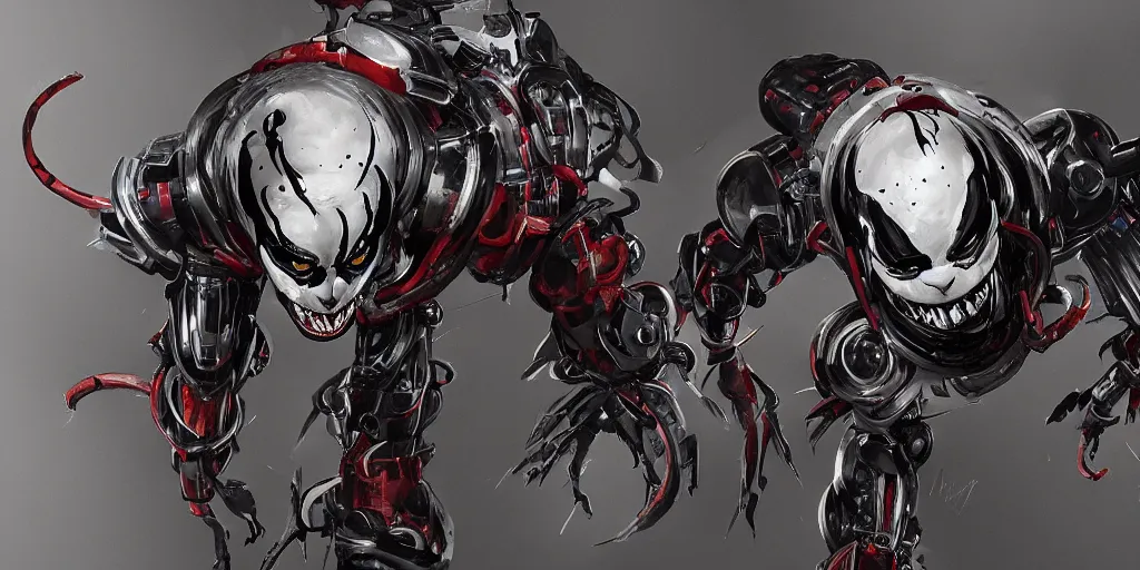 Prompt: Pennywise Mecha exposed to the symbiote and became Venom. concept art,high detailed,fine art,trending on Artstation,smooth draw.