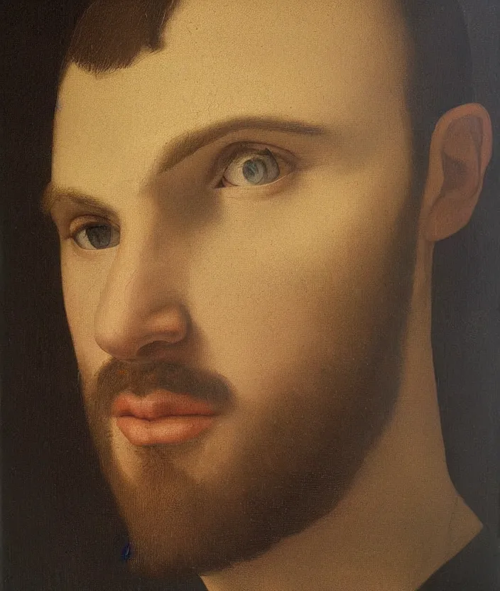 Image similar to oil painting half-lenght portrait of Chris Evans by Leonardo da Vinci