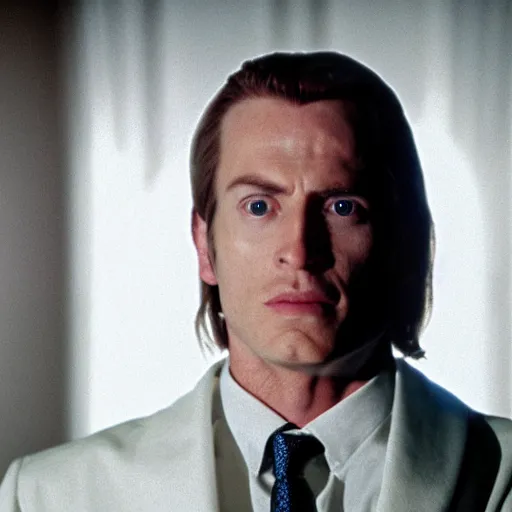 Image similar to arthas menethil as the american psycho, cinematic still