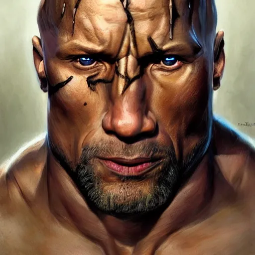 Image similar to dwayne johnson as berserker old half shark half man with a large scar across his eye | cinematic lighting | award - winning | closeup portrait | by donato giancola and mandy jurgens and charlie bowater | featured on artstation | pencil sketch