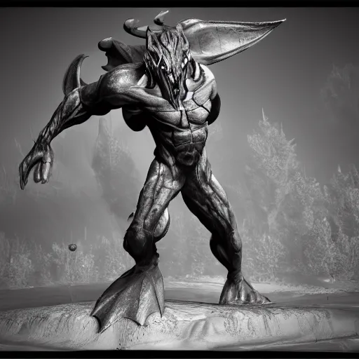 Prompt: post processing ambient occlusion 3 d render of aatrox on the battlefield