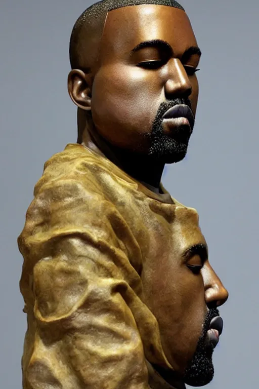 Image similar to a sculpture of kanye west by takashi murakami, photo at an art museum