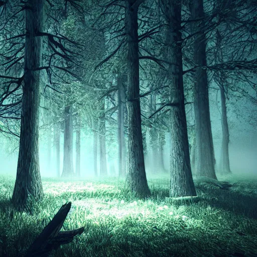 Prompt: 8 k hd detailed octane render of a haunted forest at midnight