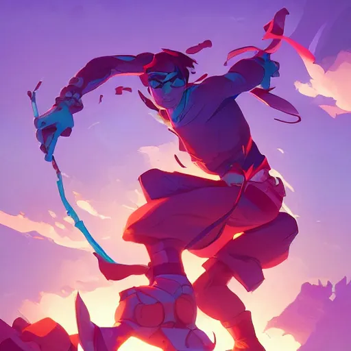 Image similar to hero world fooly cooly, behance hd by jesper ejsing, by rhads, makoto shinkai and lois van baarle, ilya kuvshinov, rossdraws global illumination