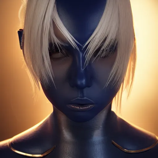 Prompt: beautiful blonde model, 2 arms, tight navy-blue leather outfit, full body and face and head, photorealistic, extreme detail, octane render, artstation, unreal engine, mortal kombat