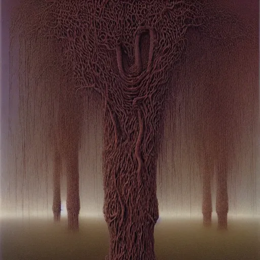 Image similar to willow tree by Zdzisław Beksiński, oil on canvas