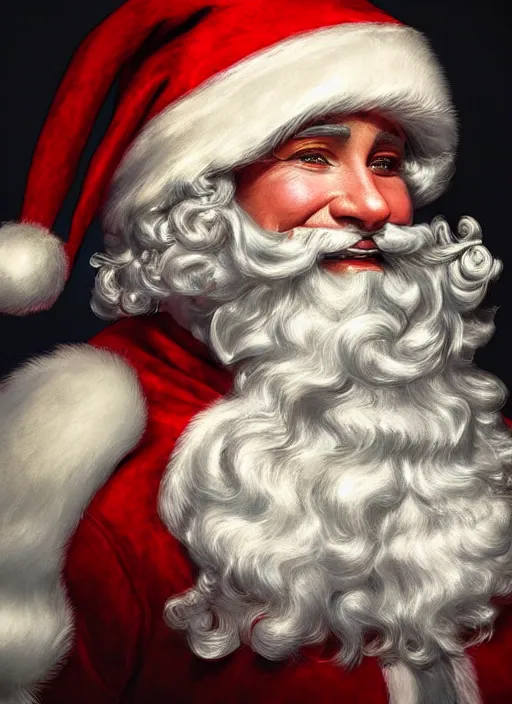 Prompt: digital _ painting _ of _ female santa clause _ by _ filipe _ pagliuso _ and _ justin _ gerard _ symmetric _ fantasy _ highly _ detailed _ realistic _ intricate _ port