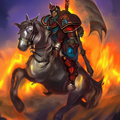 Image similar to paladins in plate armor riding into hell, fighting demons, hellscape, digital art