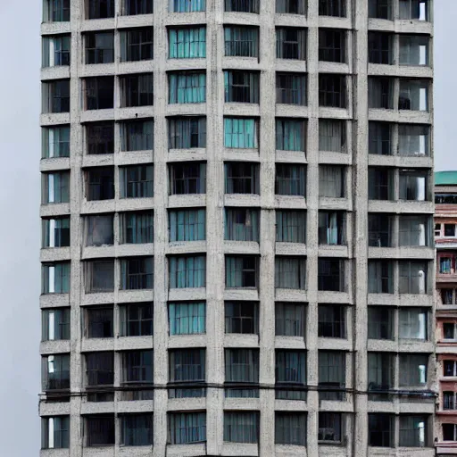 Image similar to a very tall building with lots of windows, a photo by andreas gursky, shutterstock contest winner, modular constructivism, constructivism, orthogonal, 1 9 9 0 s