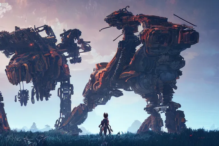 Image similar to scrapper machine mecanical creature robot of horizon forbidden west horizon zero dawn bioluminiscence global illumination ray tracing hdr fanart arstation by ian pesty and alena aenami artworks in 4 k