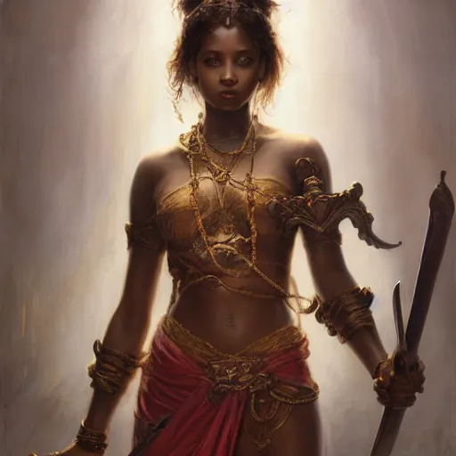 Image similar to artstation concept of a beautiful girl holding a sword in both hands, brown skin, symmetrical face, casual white garment, shiny colorful, hyperdetailed, artstation trending, world renowned artists, worth1000.com, historic artworks society, antique renewel, cgsociety, by greg rutkowski, by Gustave Dore, Deviantart