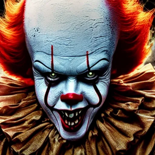 Image similar to Pennywise as a zombie scary4K quality photo realistic