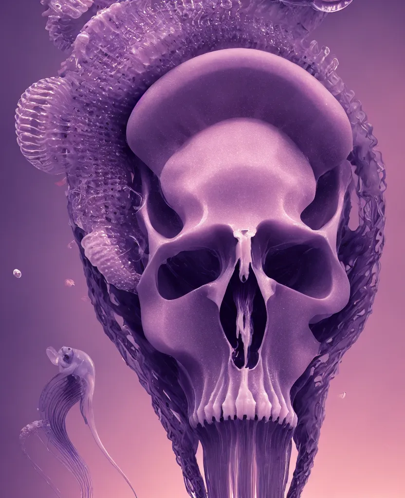 Image similar to goddess close-up portrait animal skull. jellyfish phoenix head, nautilus, orchid, skull, betta fish, bioluminiscent creatures, intricate artwork by Tooth Wu and wlop and beeple. octane render, trending on artstation, greg rutkowski very coherent symmetrical artwork. cinematic, hyper realism, high detail, octane render, 8k