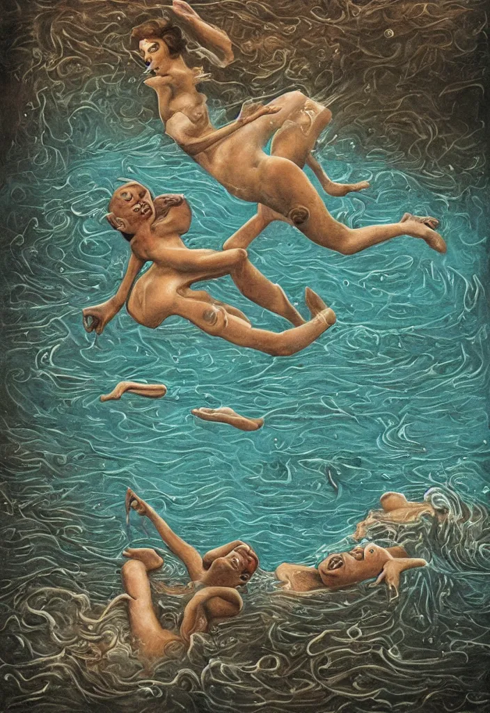 Image similar to highly detailed surrealist art about drowning slowly