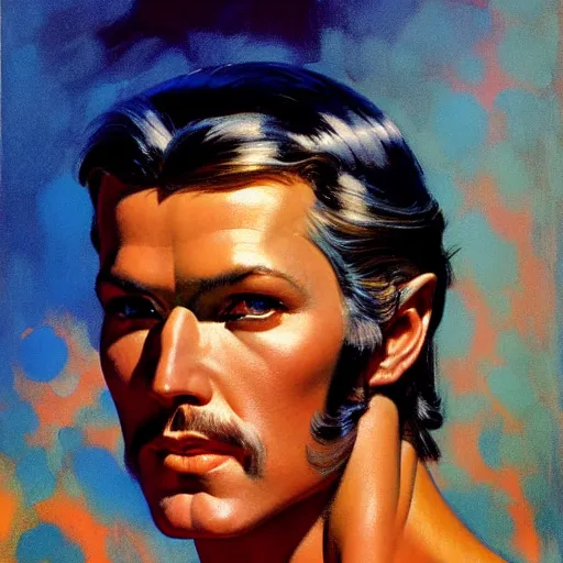 Prompt: portrait soft light, by frank mccarthy and bob peak, inspired by flash gordon, paintbrush, fine,