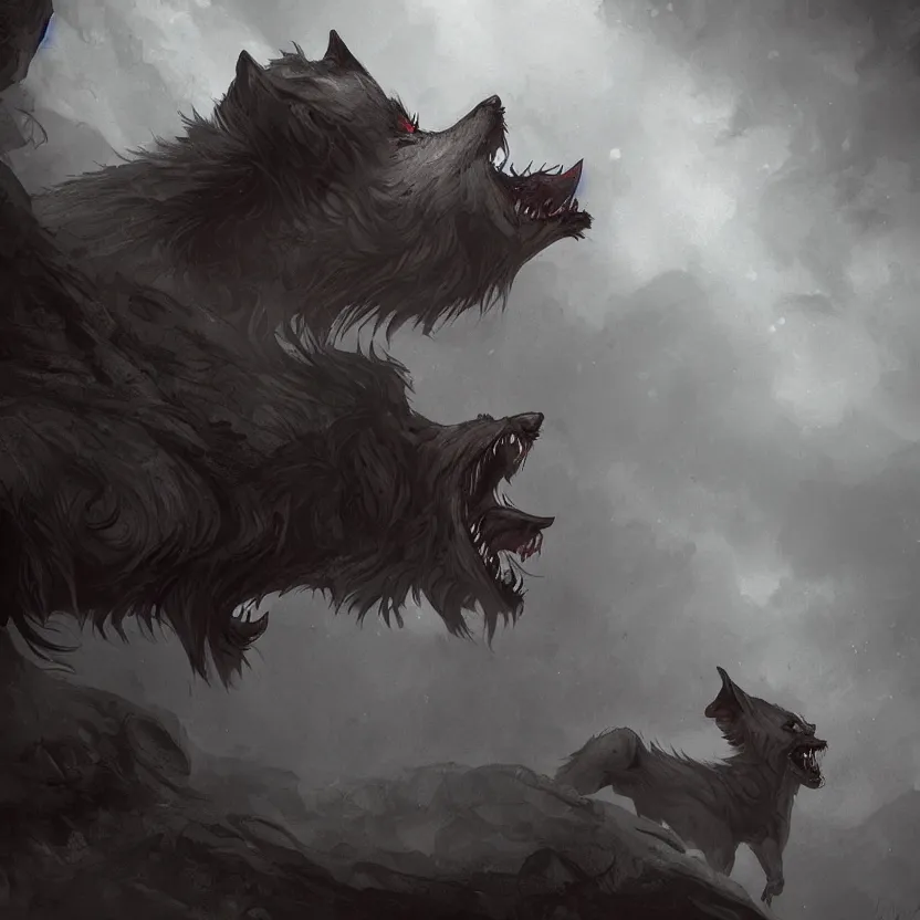 Image similar to a demonic werewolf howling in a cliff at night, scary, eerie, artstation, digital art,