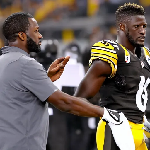 Image similar to antonio brown receiving therapy from professional real life, 8 k, 4 k uhd, realistic, hyper realistic, super detailed, very detailed, detailed