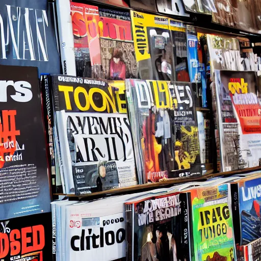 Image similar to a stand with magazines on a crowded street