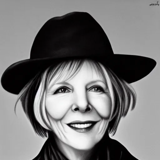 Image similar to stuckism black detailed portrait of diane keaton