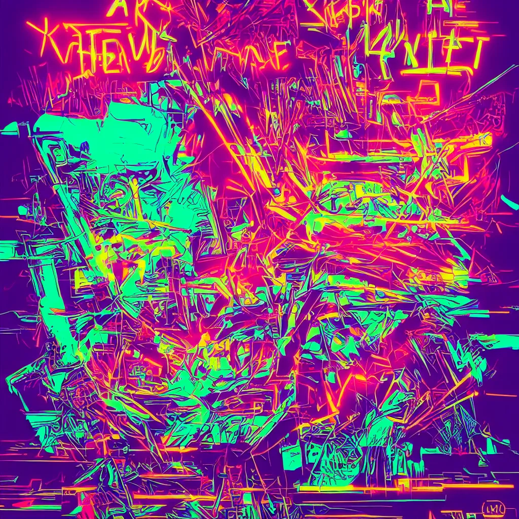 Prompt: a synthwave 8 0 s neon concert poster for synthesizer artist adrian maule.