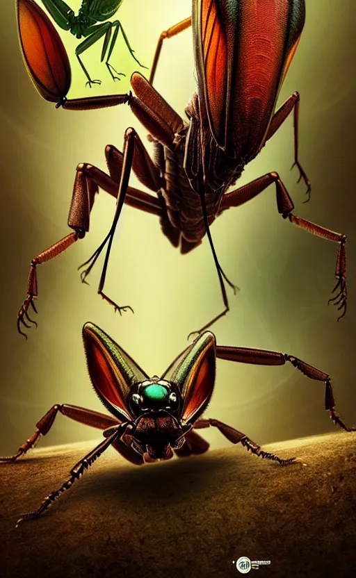 Prompt: exquisite imaginative creature poster art, like a bug, like a mantis, movie art, by lucusfilm, weta studio, 8 k, denoised