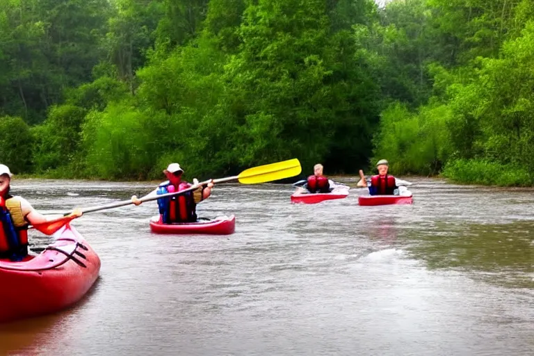 Image similar to youtube thumbnail of people canoing down a river