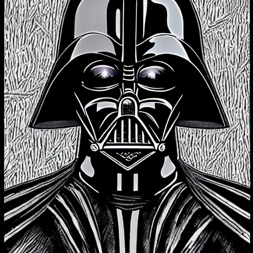 Prompt: Darth Vader portrait in the style of Junji Ito. Manga. Gothic. Horror. Extremely detailed. 4K.