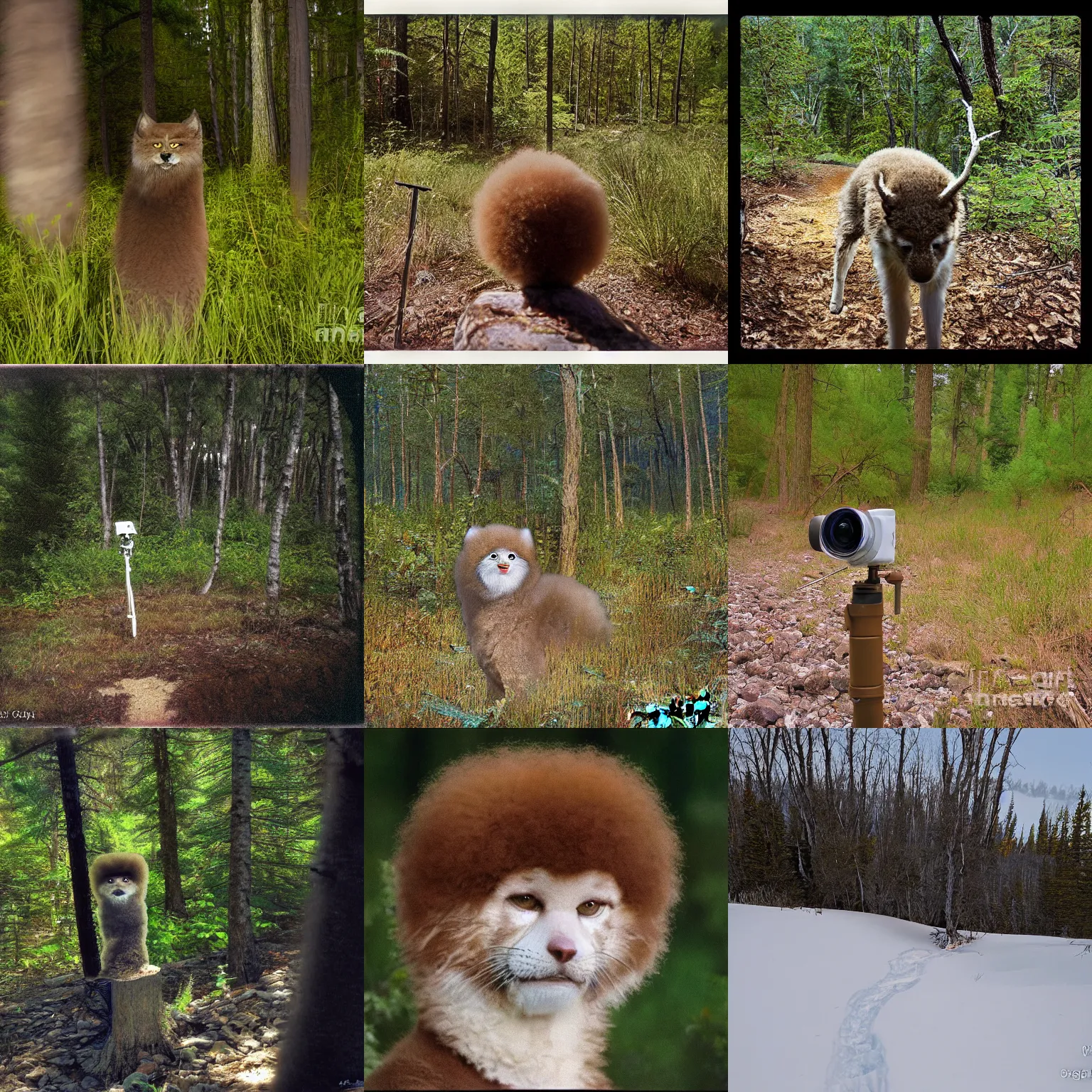 Prompt: bob ross trailcam, photograph