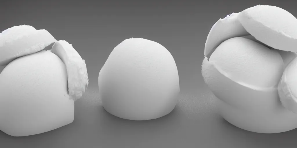 Image similar to marshmallow fur white cate ice cream, 3 d render, 8 k, pixar style