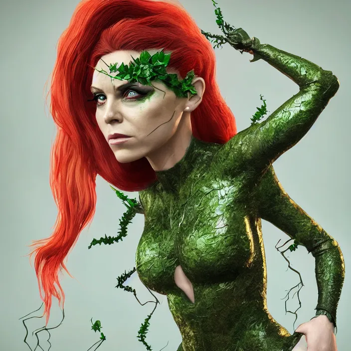 Image similar to portrait of Melanie C as a Poison Ivy in Batman & Robin 1997. intricate artwork. by Tooth Wu, wlop, beeple, dan mumford. octane render, trending on artstation, greg rutkowski very coherent symmetrical artwork. cinematic, hyper realism, high detail, octane render, 8k