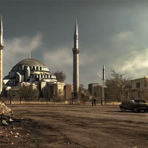 Image similar to fallout style istanbul, realistic