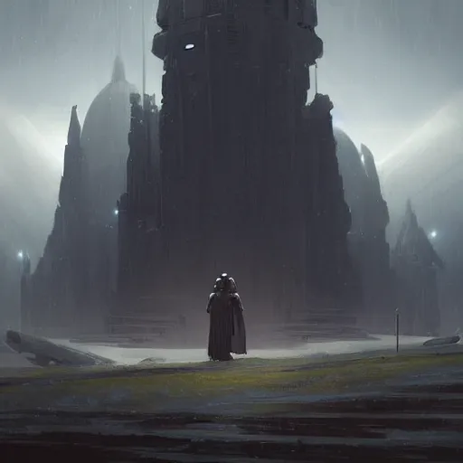 Image similar to star wars concept art by greg rutkowski, a palatial and imposing jedi temple in the middle of a highland landscape, enigmatic atmosphere, beautiful and cinematic lighting, artstation hq.
