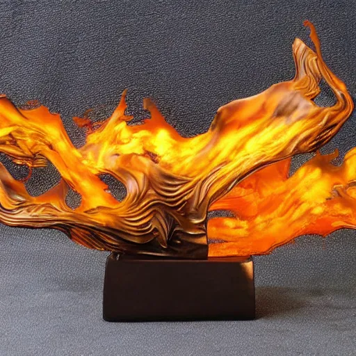 Image similar to tabletop abstract bronze sculpture of fire