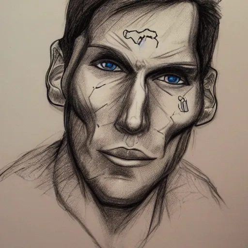 Image similar to super ultra detailed shaded sketch of corrupted jerma