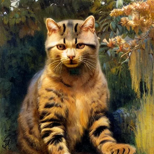 Prompt: a half cat half bear hybrid at a zoo, highly detailed painting by gaston bussiere, craig mullins, j. c. leyendecker