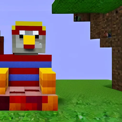 Image similar to Bert and Ernie in minecraft