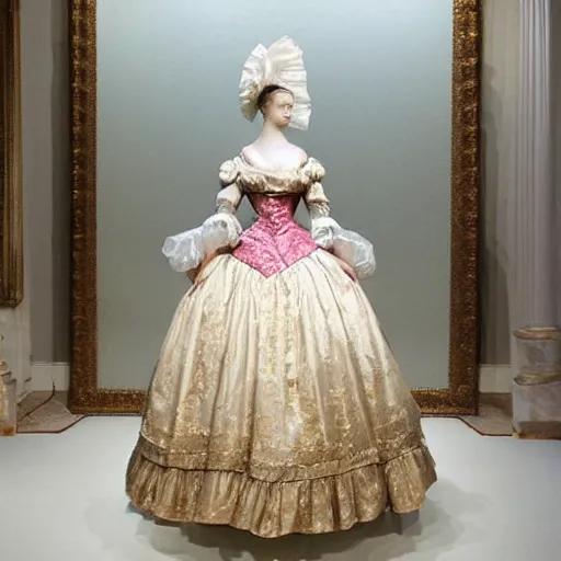 Image similar to dresses of the era of marie-antoinette made of plastic