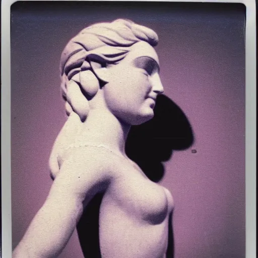 Image similar to Polaroid photo of fragmented greek sculpture of Disney's Elsa