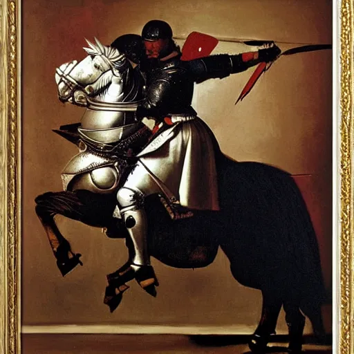 Image similar to Knight by Caravaggio,oil painting,fantasy