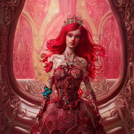 Image similar to princess of ruby, ornate, intricate, hyper detailed, masterpiece, 4 k, octane render