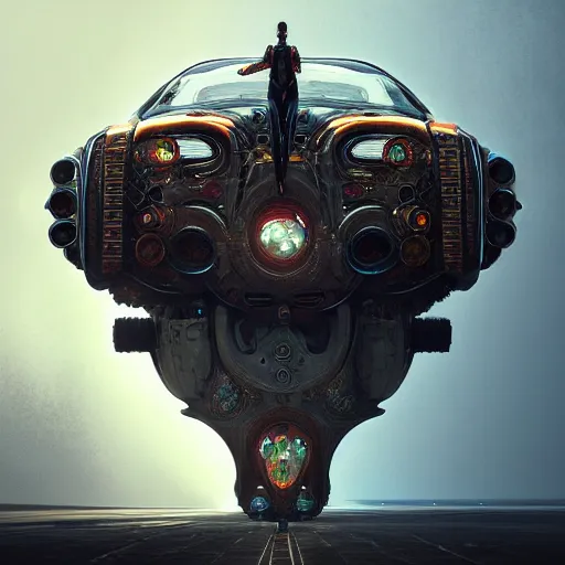 Image similar to cyborg supercar : by michal karcz, daniel merriam, victo ngai and guillermo del toro : ornate, dynamic, particulate, intricate, elegant, highly detailed, centered, artstation, smooth, sharp focus, octane render