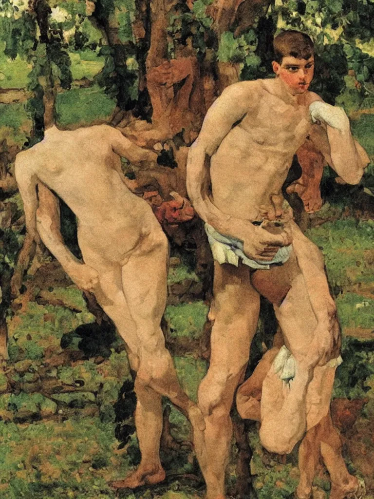 Image similar to The Boxer, by Konstantin Somov, 1933.