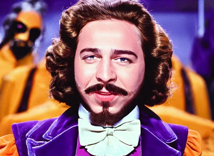 Image similar to film still of Post Malone as Willy Wonka in Willy Wonka and the Chocolate Factory 1971