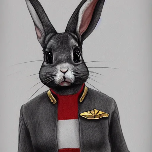 Prompt: starship captain anthro rabbit fursona, photo realism
