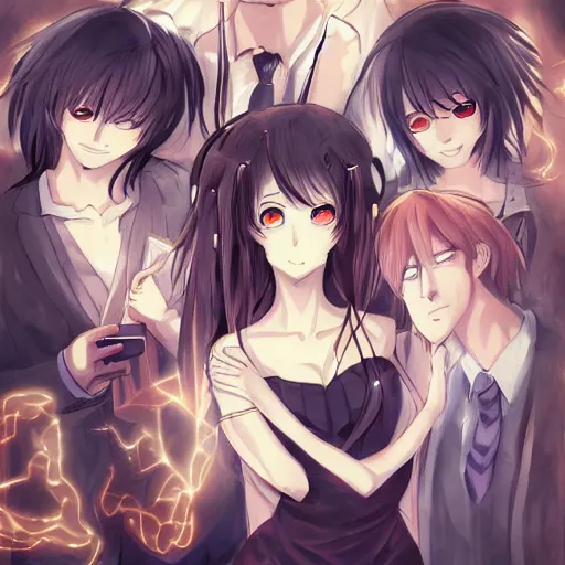 Image similar to visual novel cover, anime, detailed, digital art, romantic