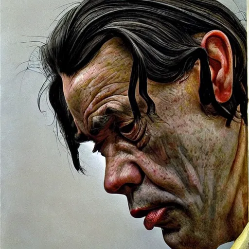 Prompt: high quality high detail painting by lucian freud, hd, depressed nick cave