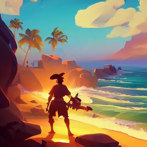 Image similar to painting treasure on sea of thieves game smooth median photoshop filter cutout vector, behance hd by jesper ejsing, by rhads, makoto shinkai and lois van baarle, ilya kuvshinov, rossdraws global illumination