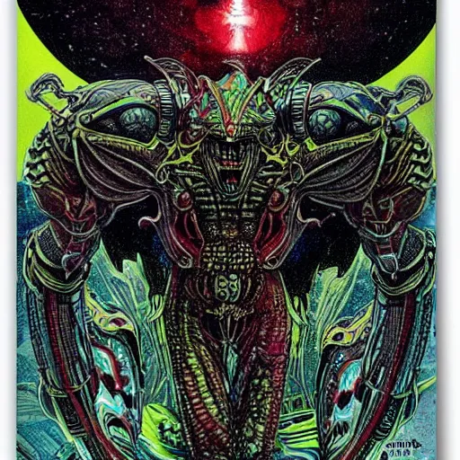 Image similar to alien space dragon by philippe druillet