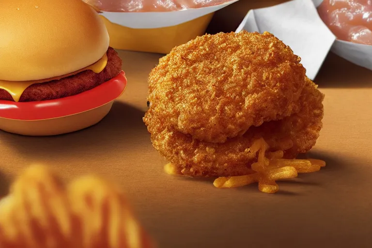 Image similar to product photo of the hot new spider mcnugget from mcdonalds, ad for delicious spider nugget